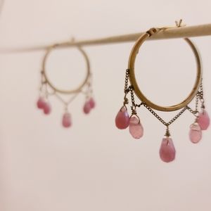 Chandelier Hoop Pierced Earrings Purple